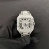 Diamonds Watch Xonw Carters Iced Out Santtos y Automatic Swiiss صنعت طبقة مرتفعة Def VVS Moissanite Studded Stainls Steel Luxury