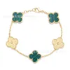 Bijoux de créateurs Bracelet de luxe VanCA V Or Quatre feuilles d'herbe Cinq fleurs Femmes Placage épais Rose Plein Diamant Fritillaria Diffusion en direct Or 18 carats