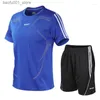 Herrspårar Mens Tracksuits 2023 Summer Fitness Wear Sports Suit Män och kvinnor med samma stil snabbtorkande casual sportkläder som kör två-stycken Set Q240228