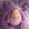 Ensembles Brackaged Alpaca Wrap and Bonnet Set Photography Accessoires Tricot Baby Stretch Wrap Set Nou-Born Sweater Couche Tissu Tissu