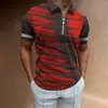 Polos para hombre Tendencia Serie roja Estampado Verano Cremallera Cuello Polo Camisas Casual Manga corta Tops de gran tamaño Moda Sudadera Ropa para hombres