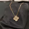 Brand 15mm Clover Necklace Fashion Charm Single Flower Cleef Necklace Luxury Diamond Agate 18k Gold Designer Necklace for Women BTWZ7