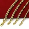 Mens 14k gult guldpläterad bredd 3 4 5 6mm French Rope Link Chain Necklace224T