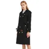 Högkvalitativ långgravrock för kvinnor Double Breasted Big Size Autumn Winter Elegant Clothes - Black Beige Brown240228