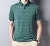 Men's Polos Streetwear Fashion Men Short Sleeve Striped Polo Shirts Summer Basic Male Clothes Business Casual Loose Social Smooth Tops 2024