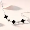 Bijoux de créateurs Bracelet de luxe VanCA Bracelet trèfle en agate noire pour femmes ensemble de diamants bracelet personnalisé de mode classique bracelet en argent sterling