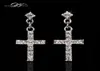 Elegant Cross Cz Diamond Party Drop Earrings Whole 18K Rose Goldplatinum Plated Punk Wedding Jewelry for Women DFE373 DFE323002382