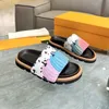 Dupe Designers Slippers Women Men Calfskin Sandals POOL PILLOW COMFORT Sandal Hook Loop Fastener Mules Slippers Rubber Slide