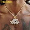 Iced Out Bling Hip Hop Cursive Letter Big Trap Pendant Necklace CZ Cubic Zirconia House Charm Men Women Fashion Jewelry 240226