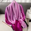 Scarves Luxury Gradient Silk Scarf Women Brand Solid Femme Shawls Wraps Bandana Head Foulard Fashion Lady Hijab Wedding Poncho 2023 Q240228