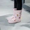 Ao ar livre menino meninas botas de chuva crianças camuflagem sapatos à prova dwaterproof água dos desenhos animados impresso moda botas de borracha das crianças antiderrapantes sapatos de água do bebê