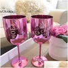 Wine Glasses 16 Oz 4-Color Red Plastic Cup Electroplating Goblet Outdoor Cam Family Gathering Juice Champagne Glass Drop Delivery Ho Dhrzv