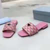Лето 2023, новые женские тапочки на плоской подошве с вышивкой буквами, тапочки с открытым носком и на низком каблуке для внешней торговли