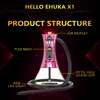 새로 미리 채워진 Ehuka 오리지널 듀얼 사용 아랍 Shisha e hoota x1 60W 전자 물 담뱃대 키트 교체 가능한 포드 2000mah LED 조명 모드 디스플레이 펜