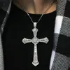 Vintage Big Male Cross colgante collar de plata de ley 925 5A zircon Cz fiesta boda Cruz colgante para hombres joyería de lujo 277O