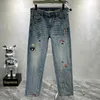 Herrenjeans Designer 2024 Frühling High-End-Stickerei Modetrend Herren Jeans mit geradem Bein Hohe Ding Micro Wide Leg Herrenhosen 6SO4