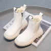 Skor barn korta stövlar fotled höga tre färger barn chelsea boot chunky 2636 mjuk pu läder mode pojkar flickor höstskor