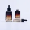 Accessories 5pcs/lot Empty Fancy Rectangular Brown Gradient Glass Dropper Bottle 30ml 50ml Essential/beard Oil Square Glass Bottle