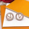 Moda grande carta brincos de argola de diamante brinco 18k ouro rosa prata orelha studs conjunto feminino designer jóias presente acessórios