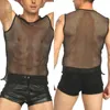 Herren Tank Tops Männer Sommer Sexy Transparent Fishnet Tanks Top Weste Ärmellos Slim Fit Solid Black Mesh O Neck Sport Westen T Shirts Kleidung