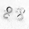 Stud Earrings 2024 High Quality 925 Sterling Silver Forever Love Clear CZ Lucky Number For Women Fashion Jewelry
