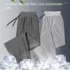 Calças masculinas verão seda gelo ultra-fino solto casual de secagem rápida harajuku moda calças finas