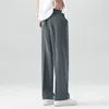 2024 Casual Suit Pants Light Thin Korean Mens Pants Straight Loose Sembrett Sweatpants Soft Wide Long Long Baggy byxor 240228
