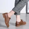 Casual Shoes Corium Oxford Style Small Leather for Women Deep Mouth Single Soft Sules Flat Plus Size 41 42