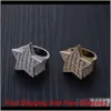 Iced Out Star Rings para homens Designer de luxo Mens Bling Diamond Stars Ring Cobre Zircon 18K banhado a ouro Anéis de noivado de casamento 5282t