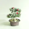 Fiori decorativi Mini vaso artificiale per piante Paesaggio di neve Bonsai di plastica Simulazione domestica Pino Decorazione per ufficio