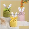 Other Event Party Supplies 20Pcs/Lot Easter Cute Bunny Gift Bags Decoration 2023 Ears Veet Bag Box Sugar Wedding Candy Creative De Dh4Kb