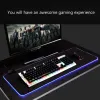 Pads RGB Großes Gaming-Mauspad, Übergröße, leuchtende LED, erweitertes Mauspad, rutschfeste Gummiunterseite, Mauspad, Tastatur-Pad, Schreibtischunterlage