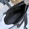 High End Men's Leisure Business Woven Leather Portable Portispose stor kapacitet Design dragkedja enkel axel crossbody tygväska svart