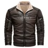 Veste en simili cuir pour hommes de haute qualité décontracté fermeture éclair polaire manteaux chauds veste de moto en cuir Vintage pour hommes S-4Xl 240228