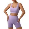 Aktive Sets Yoga BH Shorts Set Frauen Activewear Outfit Übung für hohe Taille Leggings mit Sport U-Ausschnitt Fitness