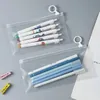 Transparent Pencil Case PVC Waterproof Pencil Bag Portable Office Travel Bag Stationery