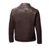 Зимние мужские флисовые кожаные куртки с однотонным воротником-стойкой, мотоциклетная верхняя одежда из искусственной кожи, мужские теплые мотобайкерские куртки-бомберы, пальто 240228