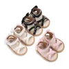 Sandalet 0-18 aylık kız bebek esnek pu deri kaymaz bowknot yaz daireleri bebek kızlar için ayakkabılar