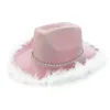 Boinas 449B Feather Cowgirl Hat Bachelorette Party Cowboy Bridal Fedora Glitter