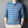 Men's Polos 2024 Wide Stripe Cotton Long Sleeve Mens Polo Shirts High Quality Spring And Autumn Business Casual Male Tops 3XL