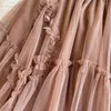 Skirts Fashion Gauze For Women Patchwork A-line Solid Color Women's Clothing Korean Style High Waist Skirt Autumn Drop