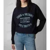 New Zadig Voltaire Women Designer Sweatshirt Fashion Black Classic Letter Embroidery Cotton White Loose Pullover Jumper Sweater Q4