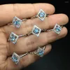 클러스터 링 1 PC FENGBAOWU Natural Tanzanite Ring 925 스털링 실버 레이키 치유 석재 패션 보석 선물