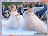 Princess Ball Gown Lace Tulle Christening dresses Sheer Long Sleeve Appliques Bow Back Flower Girl Dress Formal Kids Occasion Wear1291431