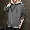 Herrtröjor chic män hoodie casual dragstring ung koreansk stil vinter hatt höst för arbete