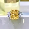 2024 Rulalei Original Wedding Rings Luxury Jewelry Pure 100% 925 Sterling Silver Radiant Shape Amethyst Moissanite Diamond Gemstones Party Women Bridal Ring Gift