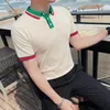 Polos masculinos marca de moda camisa polo verão gola mandarim ajuste fino botão cor sólida respirável casual roupas masculinas