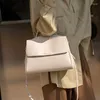 Abendtaschen Frankreich Nische Design 2024 Frauen Handtasche Echtes Leder Hohe Kapazität Umhängetasche Schulter Einfarbig Shopper Tote Grau