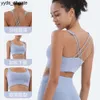 Lu Lu Yoga Outfit Sexy Nude Beauty Back Bra Gym Running Sport Align Lemons Colete à prova de choque alça cruzada com almofada no peito Roupas de fitness de secagem rápida para mulheres