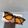 Lunettes de soleil de marque de styliste pour hommes et femmes, verres de luxe en plastique, classiques rétro unisexes, verres carrés jaunes, 2024